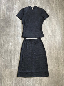 1940s 1950s knit set . Zodiac ribbon knit set . size s to m