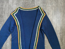 Load image into Gallery viewer, 1930s cardigan . vintage 30s blue rayon knit sweater . size xs to s