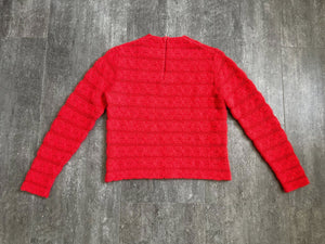 1960s angora sweater . vintage 60s red sweater . size s to l