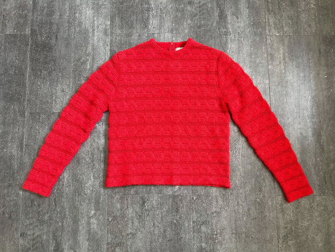 1960s angora sweater . vintage 60s red sweater . size s to l