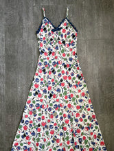 Load image into Gallery viewer, 1930s cherry print dress . vintage sleeveless gown . size xs to small