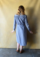 Load image into Gallery viewer, 1930s blue cotton feedsack dress . vintage 30s dress . size s to m