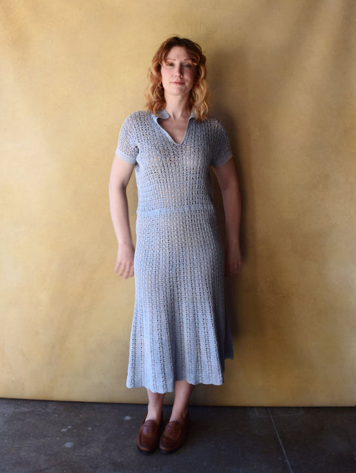 1930s crochet dress . vintage 30s dress . size m to xl