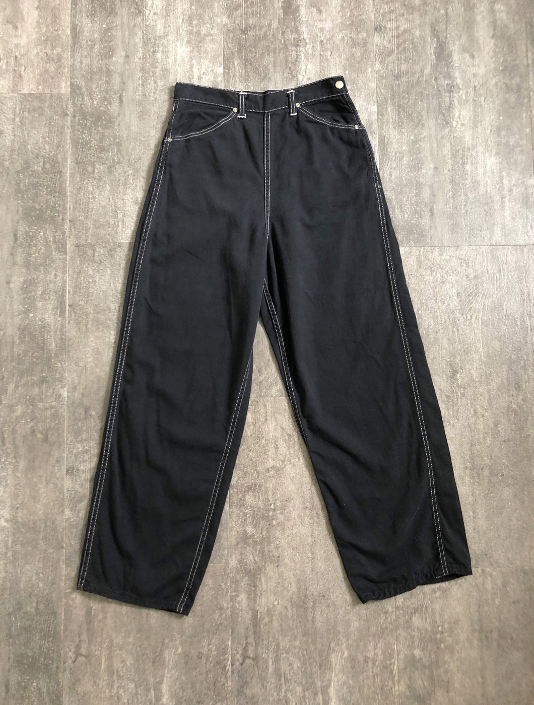 1950s black side zip jeans . vintage denim . 27 waist
