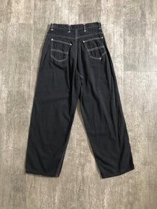 1950s black side zip jeans . vintage denim . 27 waist