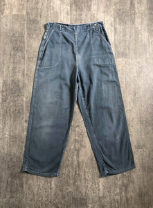 1950s grey side zip denim . vintage jeans . 31-32 waist