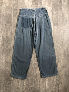 1950s grey side zip denim . vintage jeans . 31-32 waist