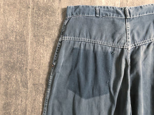 1950s grey side zip denim . vintage jeans . 31-32 waist