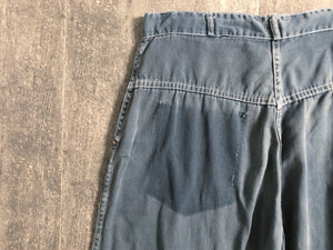 1950s grey side zip denim . vintage jeans . 31-32 waist