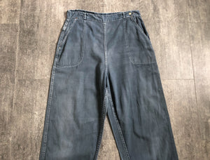 1950s grey side zip denim . vintage jeans . 31-32 waist