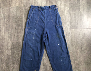 1950s side zip denim . workwear jeans . 27-28 waist