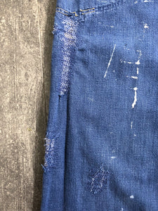 1950s side zip denim . workwear jeans . 27-28 waist