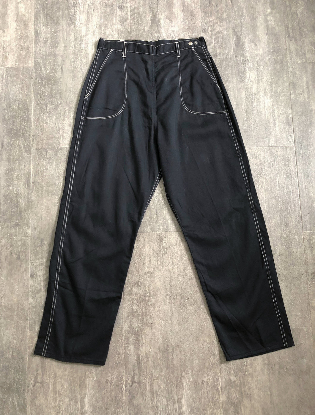 1950s deadstock jeans . black denim pants . 30-31 waist