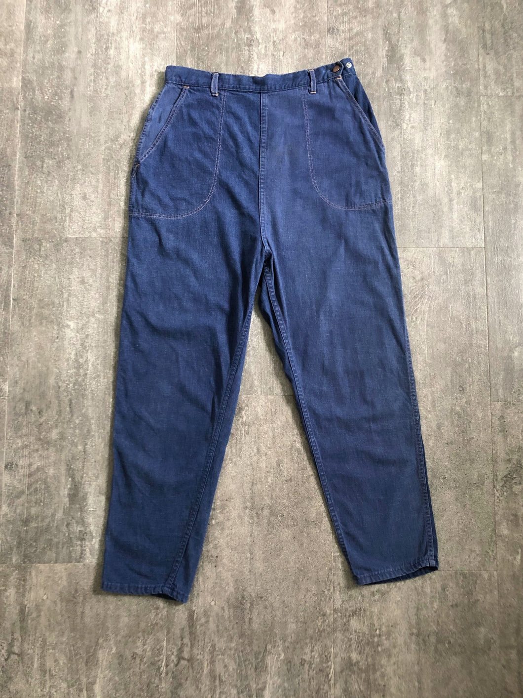1950s denim . vintage 50s side zips . 30-31 waist
