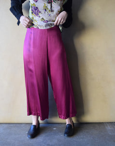 1940s wide leg satin pants . vintage 40s pants . 32 waist