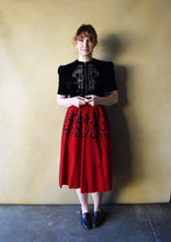 Load image into Gallery viewer, 1950s Lanvin Castillo skirt . vintage velvet skirt . size s