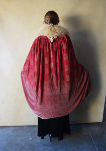 1920s stenciled cape . vintage 20s silk velvet coat . one size
