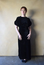 Load image into Gallery viewer, 1930s black velvet gown . vintage 30s dress . size s to m