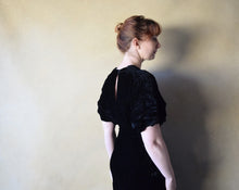 Load image into Gallery viewer, 1930s black velvet gown . vintage 30s dress . size s to m