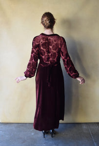 1930s devoré velvet dress . vintage 30s dress . size s to m