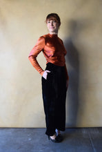 Load image into Gallery viewer, 1940s black velvet pants . vintage high waist pants . 26 waist