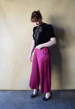 Load image into Gallery viewer, 1940s wide leg satin pants . vintage 40s pants . 32 waist