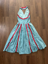 Load image into Gallery viewer, 1950s Carolyn Schnurer halter dress . vintage denim dress . size xs/small