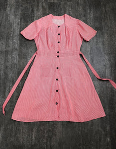 Vintage 1940s dress . striped 40s dress . size xl to xxl