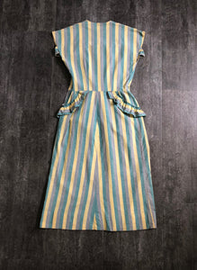 1940s striped dress . vintage 40s dress . size s to s/m