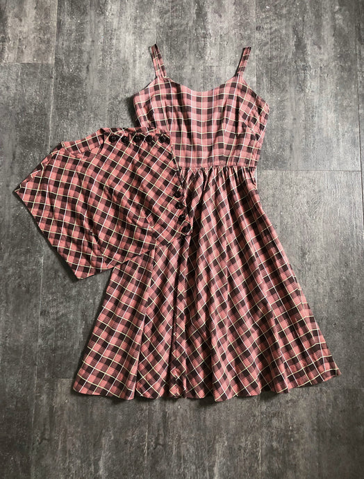 1940s 1950s dress set . sundress and top . size s to s/m