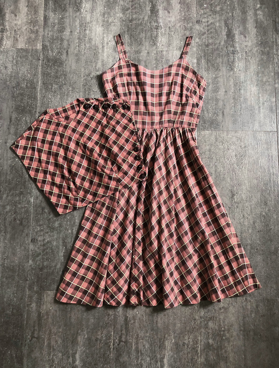 1940s 1950s dress set . sundress and top . size s to s/m