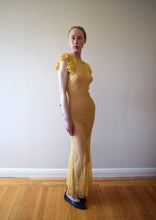 Load image into Gallery viewer, 1930s lace gown . vintage yellow lace dress . size xxs to small