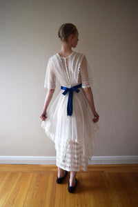 Antique net dress . vintage 1900s ivory dress . size xxs to xs