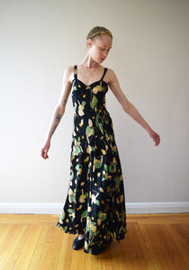 1930s silk gown . vintage 30s bias cut dress . size xs to small