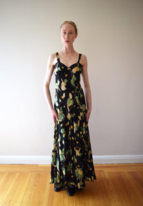 1930s silk gown . vintage 30s bias cut dress . size xs to small