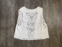 Load image into Gallery viewer, Antique Battenberg lace vest . tape lace top . flexible size