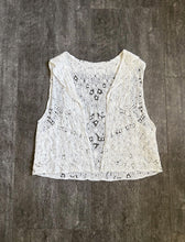 Load image into Gallery viewer, Antique Battenberg lace vest . tape lace top . flexible size