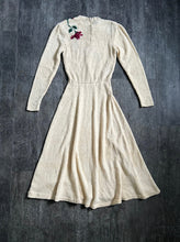 Load image into Gallery viewer, 1940s rose knit dress . vintage flower wool knit . size xs to s