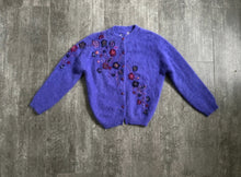 Load image into Gallery viewer, 1950s 1960s beaded angora cardigan . vintage sweater . size s to m