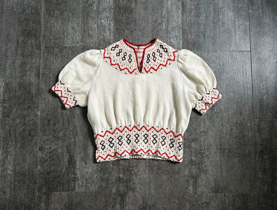 1930s 1940s wool knit sweater . vintage knitwear . size m to l