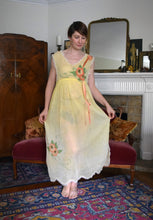 Load image into Gallery viewer, 1920s chemise . antique vintage yellow nightgown . size xs to medium