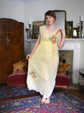 Load image into Gallery viewer, 1920s chemise . antique vintage yellow nightgown . size xs to medium