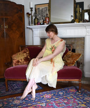 Load image into Gallery viewer, 1920s chemise . antique vintage yellow nightgown . size xs to medium