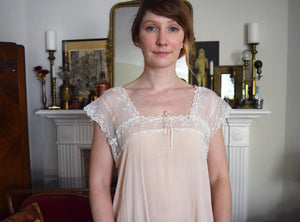 1920s silk chiffon and lace chemise dress . size small to m/l
