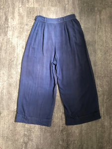 1940s rayon trousers . vintage 30s 40s pants . size medium
