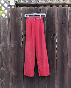 1930s 1940s trousers . vintage red high waist pants . size xxs