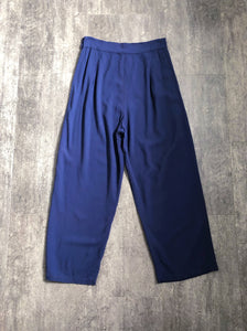1940s trousers . vintage navy blue 40s pants . size m to m/l