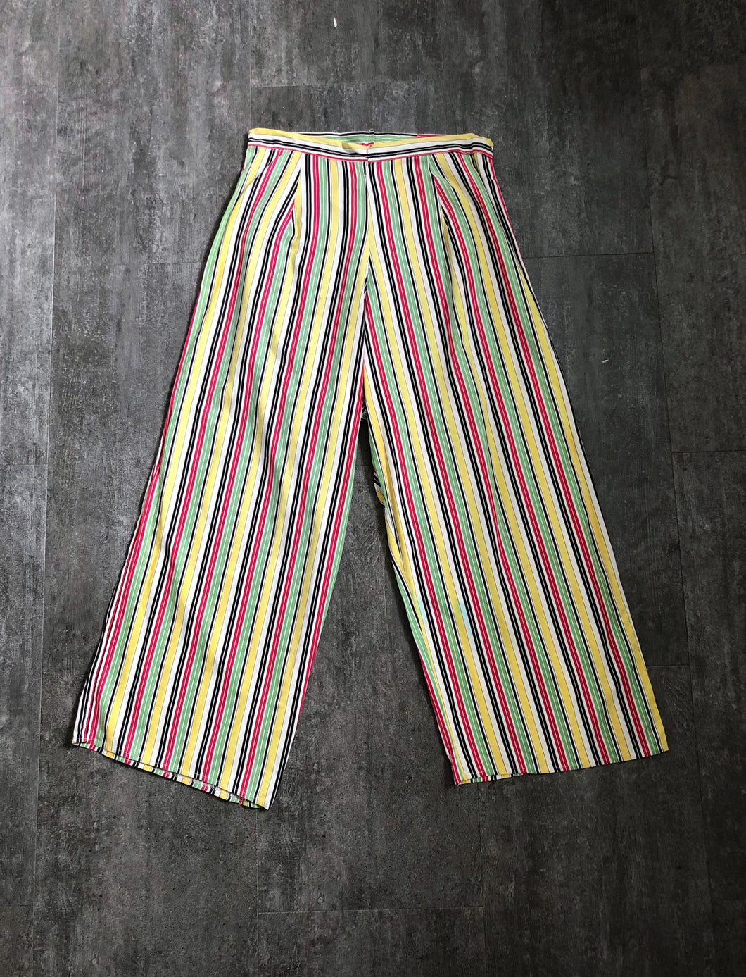 1940s striped cotton pants . vintage 40s pants . size m to m/l