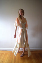 Load image into Gallery viewer, Vintage 1930s silk satin and tambour lace robe . size xs to medium