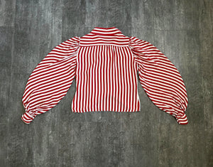 1940s striped rayon blouse . vintage 40s top . size xs to small